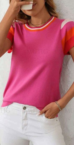 Hot pink frill sleeve top