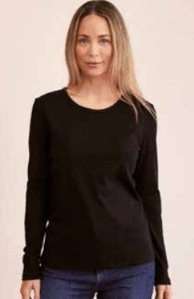 Black ribbed long sleeve top