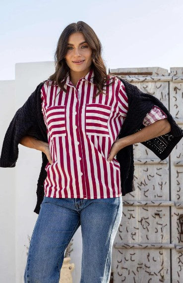 Joop Stripe shirt red