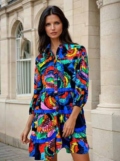 Blue floral print dress