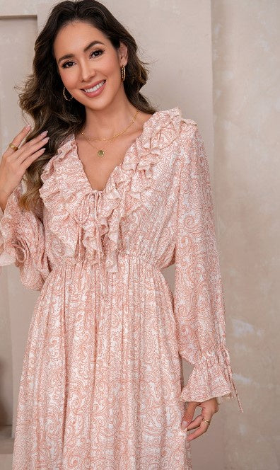 Paisley Ruffled Maxi dress