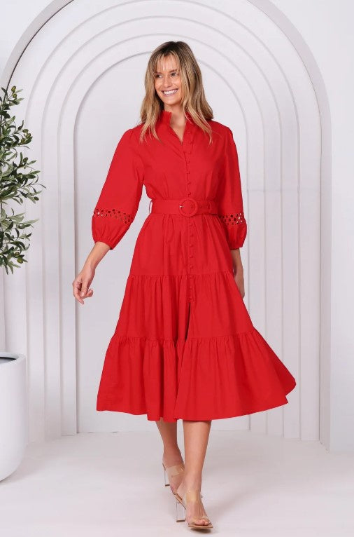 Hot RED Cotton dress