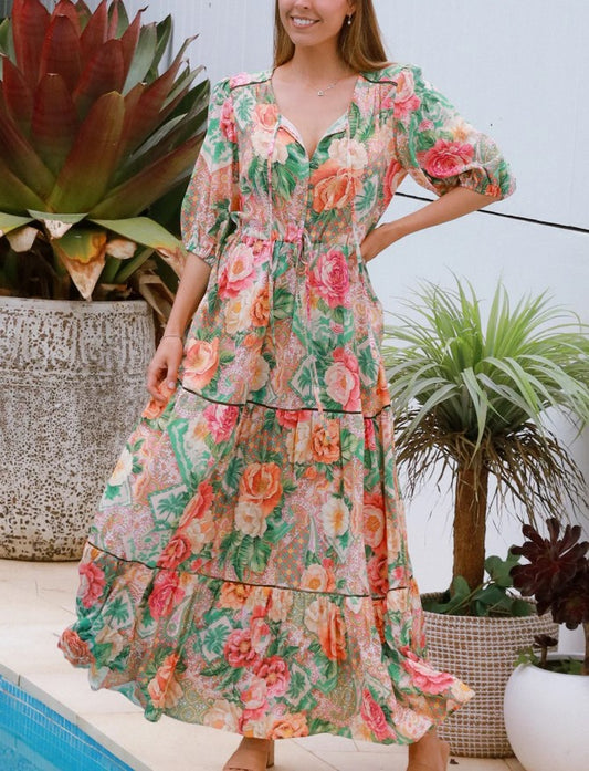 Raya Apricot Maxi dress