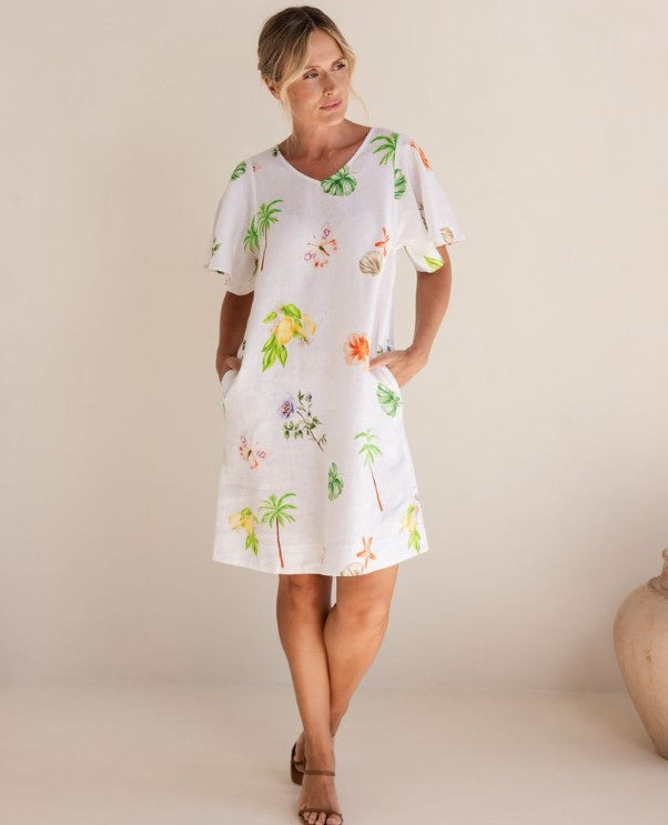 See Saw Linen Shirtdress Paradise