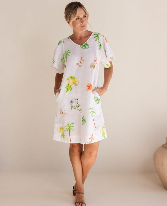 See Saw Linen Shirtdress Paradise