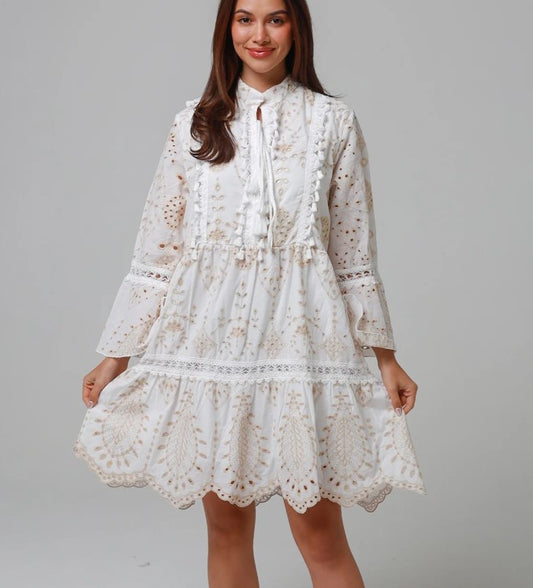 Embroidery White Boho dress