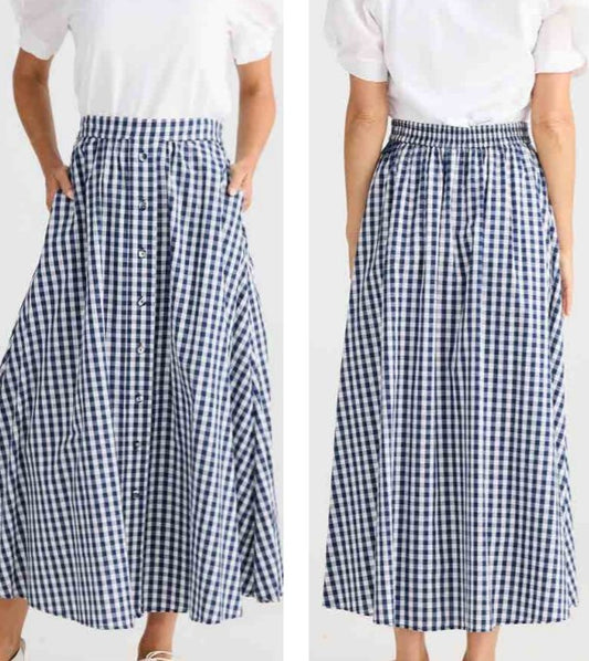 Navy Gingham check skirt