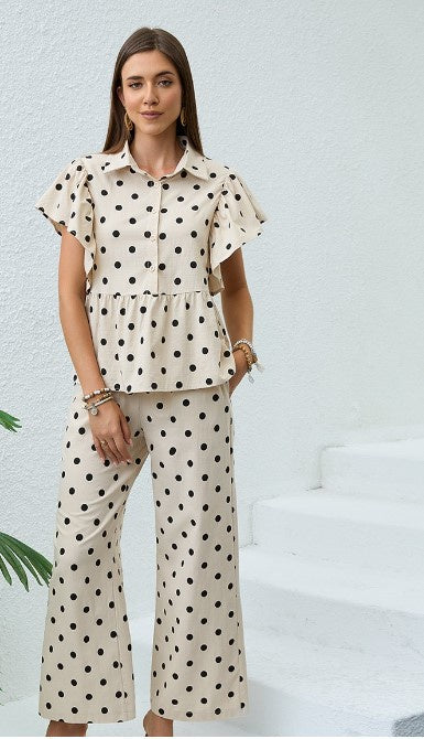 Beige Pretty Woman Spotted blouse