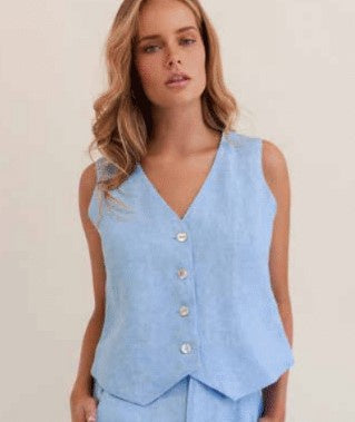 Chambray linen vest