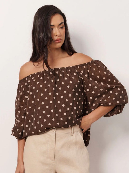 Kelsy Spotted brown blouse