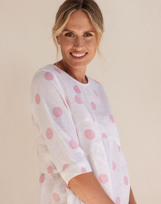 Linen Spotted Pink dress