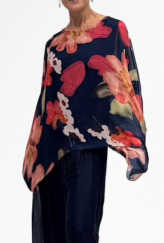 Kaftan Top Navy floral blouse