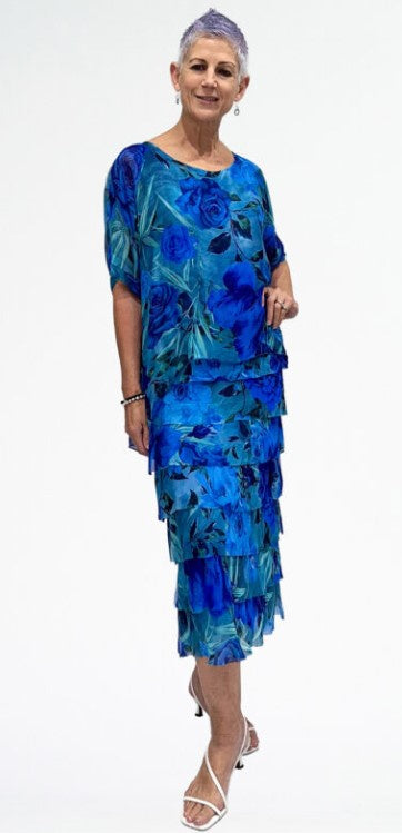 Silk Blue floral dress