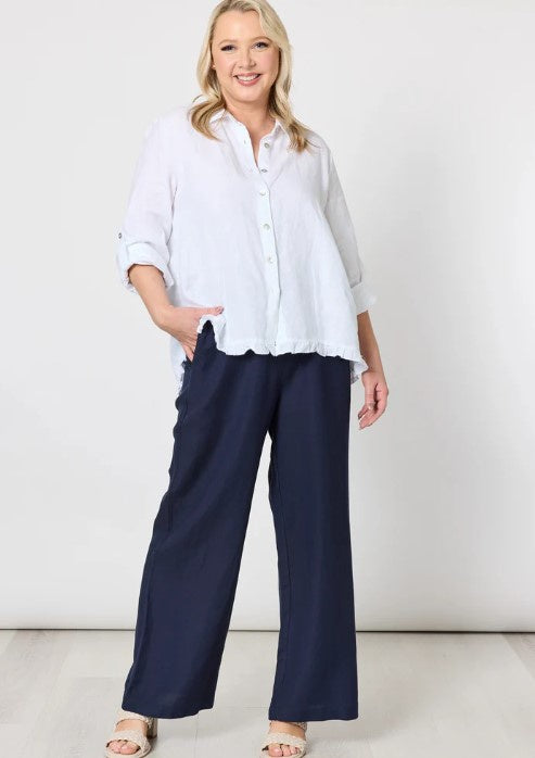 GS Navy long lino wide leg Pants