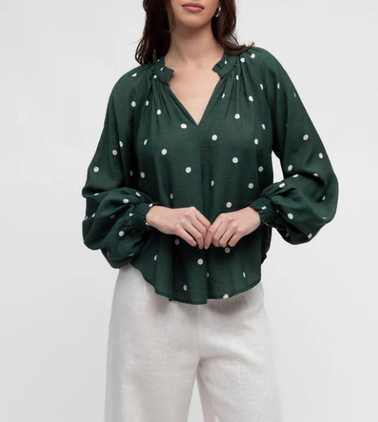 Poker Green Dott blouse