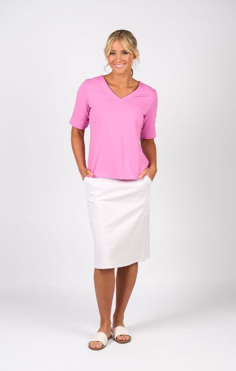 Vassalli Orchid v neck top