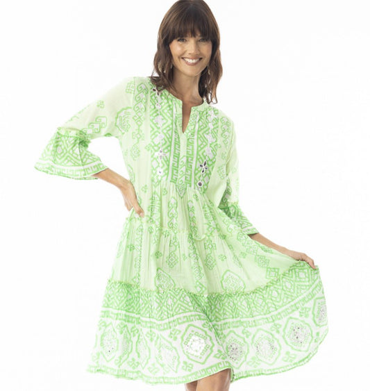 Carla green sparkle Frill dress