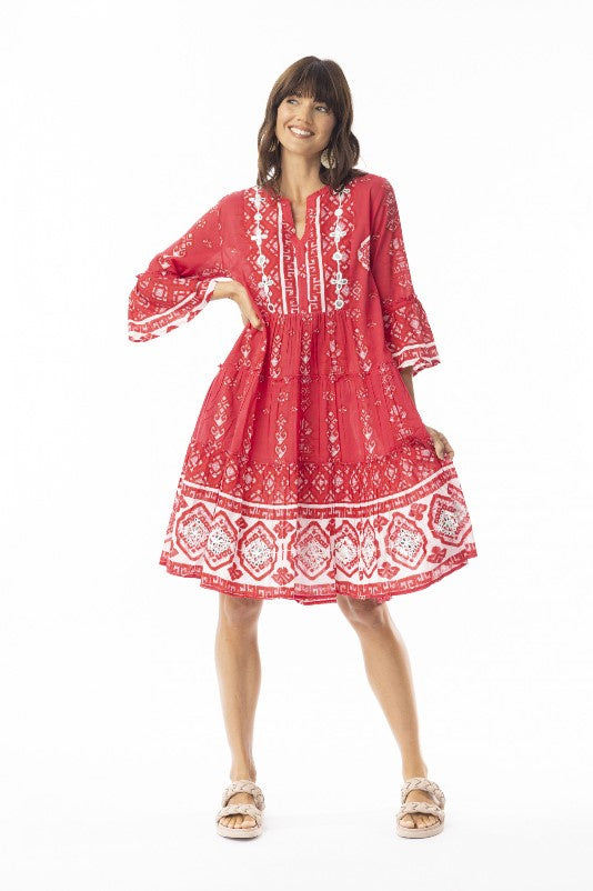 Carla Red Frill dress