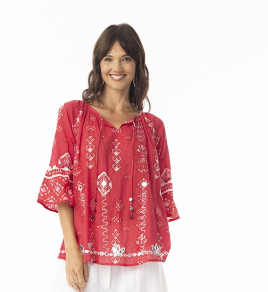 Carly Red Xmas Blouse