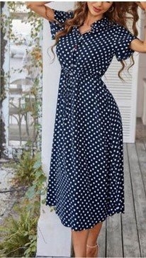 Deep Navy Poker dott dress