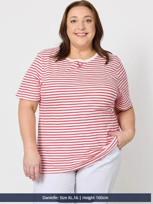 GS Red stripe cotton TEE