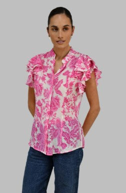 Pink Ruffle Floral Top