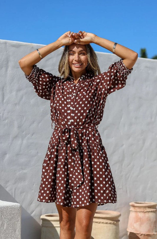 Chocolate Spotted short Dress