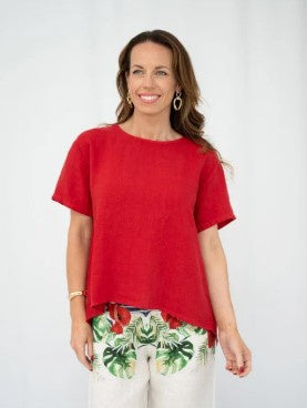 XMAS Red Italian Linen blouse