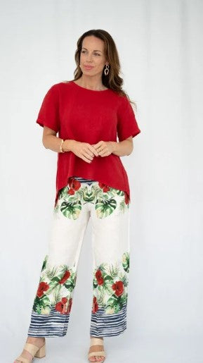 XMAS Floral Linen Pants