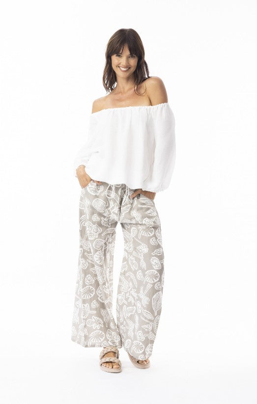 Linen Sand Printed Pants