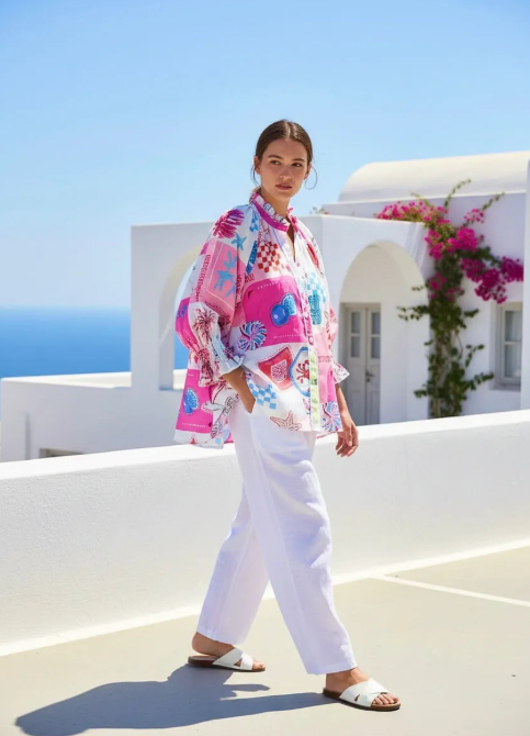 Tropical Cotton Pink blouse