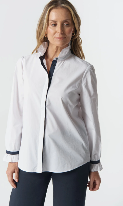 GC White Navy stripe cotton shirt