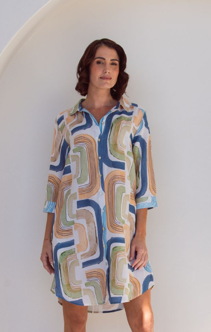 SS Linen/Tencil Seascape Dress
