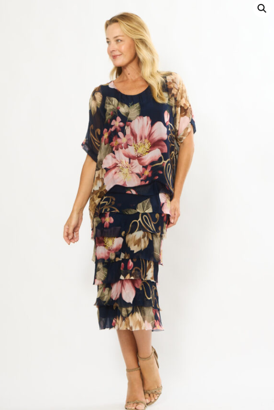 Silk Navy floral dress