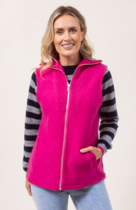 SS Boiled Zip Vest Pink