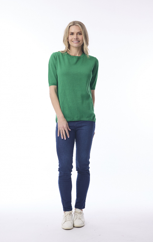 Orientique Green cotton knit tee