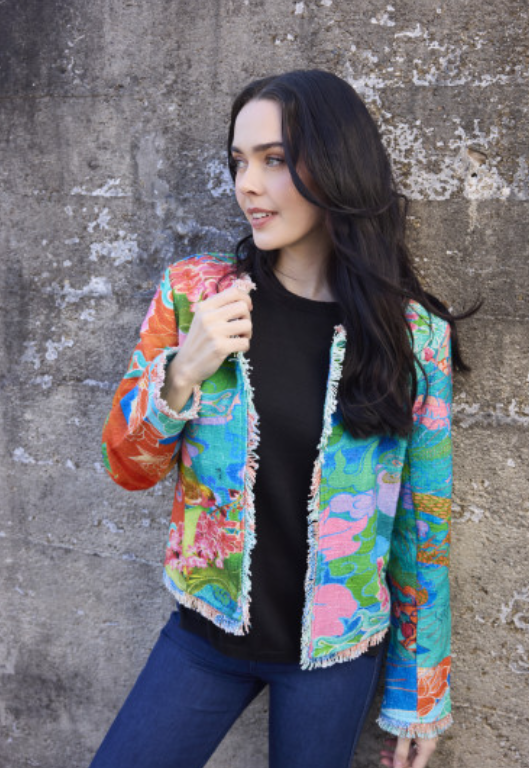 Jacket Cropped Fringed detail