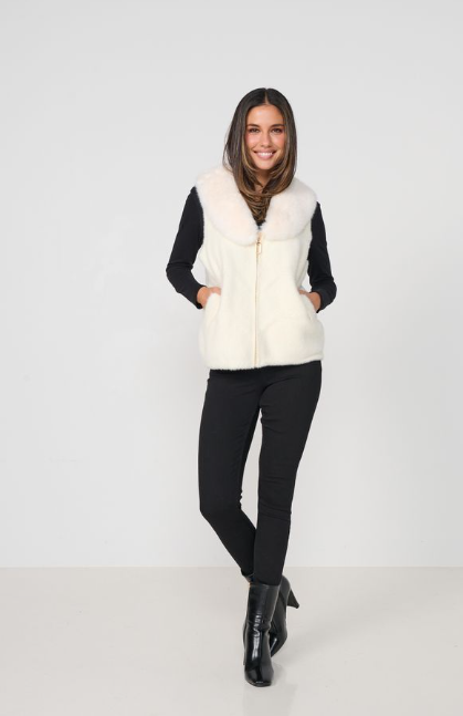 White Faux Fur Knit vest