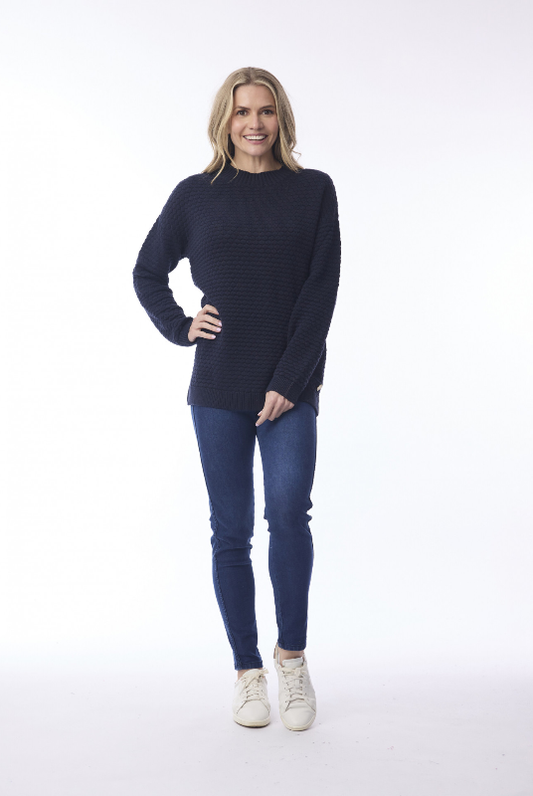 Waffle Navy Jumper