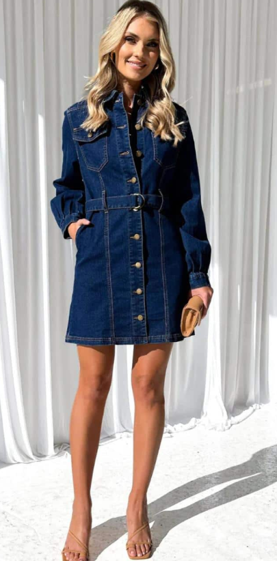 Cotton Denim L/S dress
