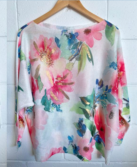 Pink Garden Splash  Blouse