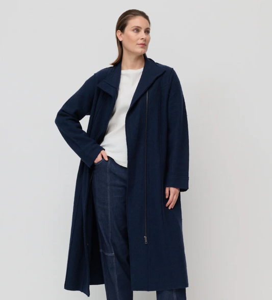 Collared Wool Navy Coat