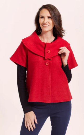 RED Wool Crop Coat