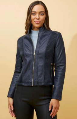 Navy Pleather Jacket
