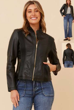 Classic Zip Pleather black Jacket