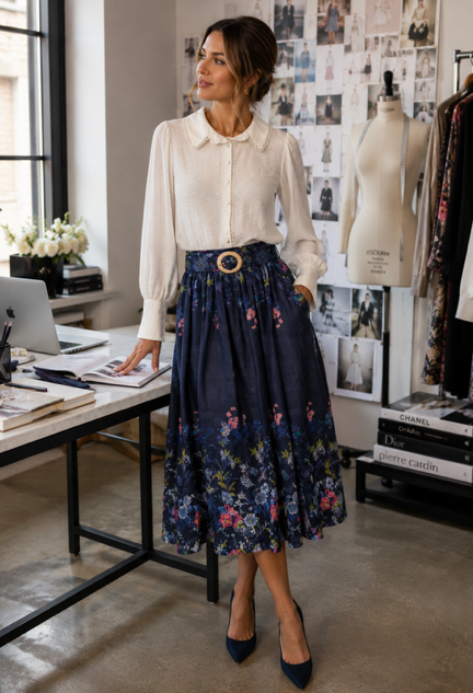 Lorraine Blue flower skirt