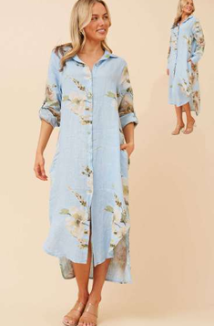 Pale Blue Linen Maxi dress