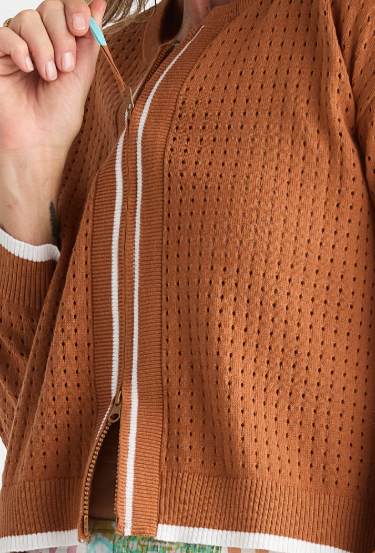 Pointelle Toffee Cardi