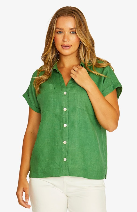 Leaf S/s Linen shirt