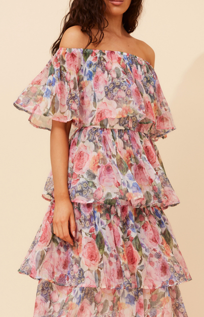 Off the should Pink Floral dress